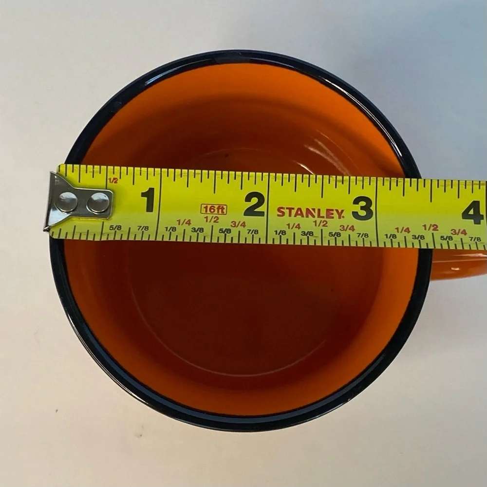 Bulleit Frontier Bourbon Whiskey Orange w/ Black Rim Ceramic Cups Mug